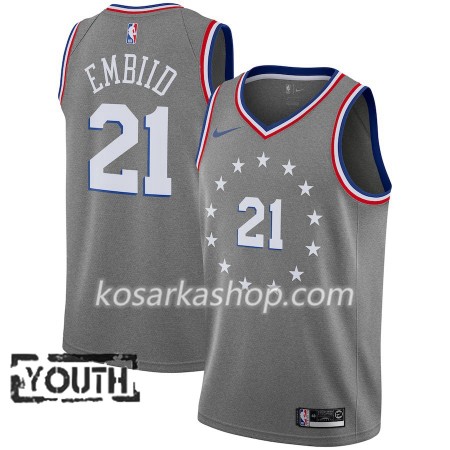 Dres Philadelphia 76ers Joel Embiid 21 Nike 2018-19 City Edition Siva Swingman - Dječji